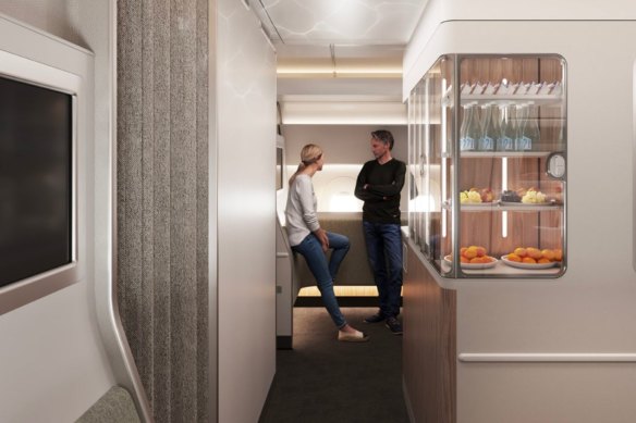 Qantas’ award-winning Wellbeing Zone on board its non-stop flights from Australia’s east coast to London and New York.