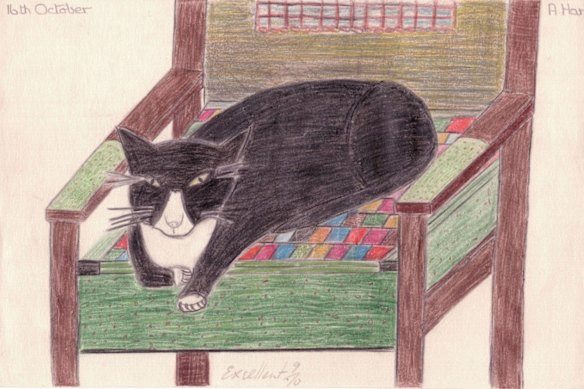 A drawing ex-member Andrew Hart made as a child of his cat that was put down in 1964 in the US under the Brethren pet ban.