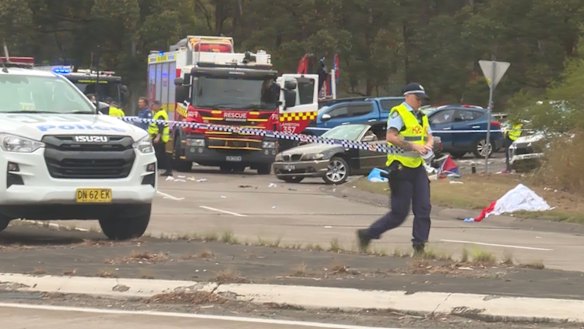 The accident site at Wallsend. Ambulance spokesperson Tim Troon said when ambulances arrived “there were lots of people that were caring for patients at the time, and there was a lot of chaos”.