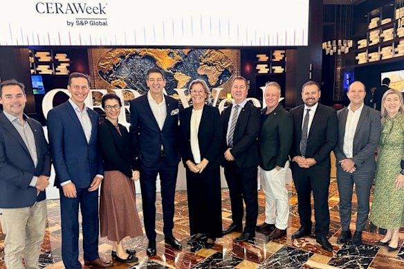 Houston’s CERAWeek in March, 2024, with Bruce Reynolds (fourth from right), CEO Michelle Reynolds (first right), and then-mayor Basil Zempilas (fourth from left).