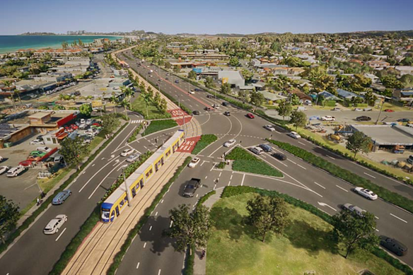 An artist’s impression of one leg of the Gold Coast light rail.