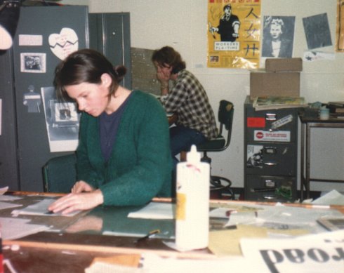 The Farrago office in 1989 before today’s computerised production.
