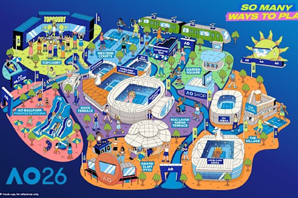 The Australian Open precinct map for 2026.