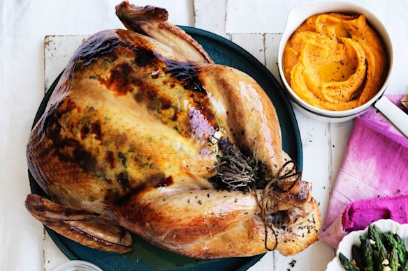 Neil Perry's roast turkey with stuffing. 