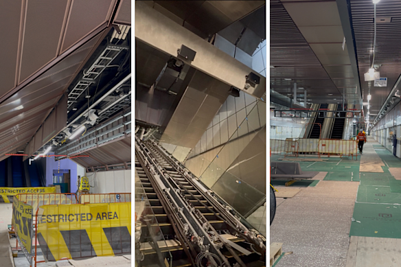 The Albert Street Cross River Rail Station has a mezzanine level 25 metres below the surface, a platform 32 metres deep, and is rose-gold themed.
