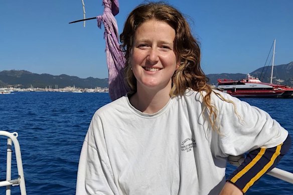 Neve O’Connor is pictured here near Turkey in May before being intercepted by Israel for the second time this year.