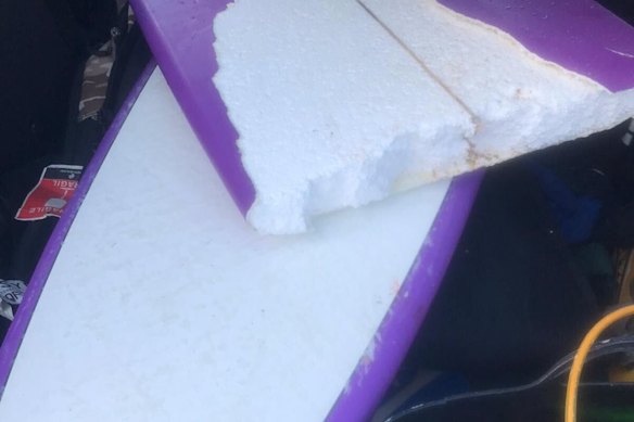  This board lasted for all of about 10 minutes of its one and only surf.