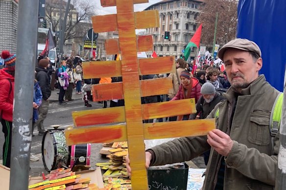 Davide Forsati was part of the protest against the Winter Olympics in Milan.