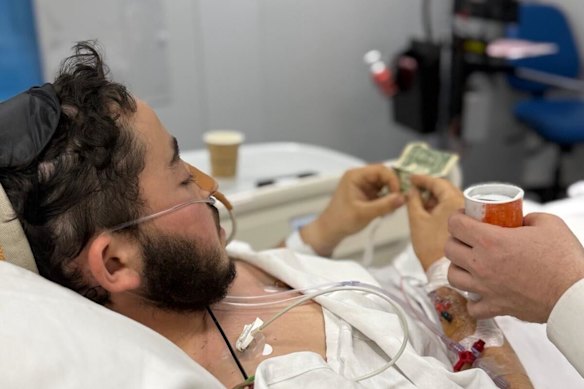 Leibel Lazaroff remains in hospital after Sunday’s Bondi shooting.