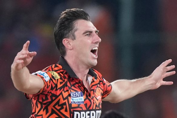 Pat Cummins in action at this IPL, where he was captain of Sunrisers Hyderabad.