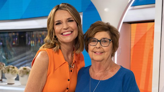 Savannah Guthrie (left) and her mother, Nancy Guthrie, on the NBC&rsquo;s Today show set in 2023.