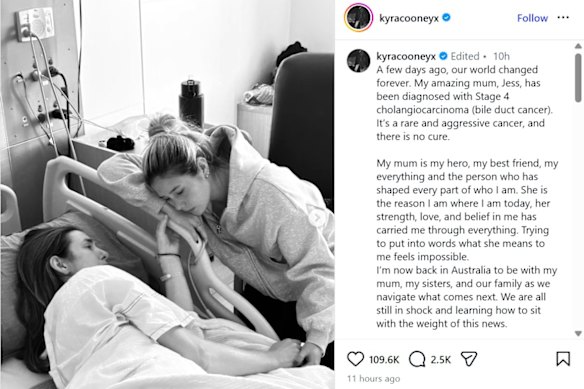 Kyra Cooney-Cross provided the sad news about her mother’s illness.