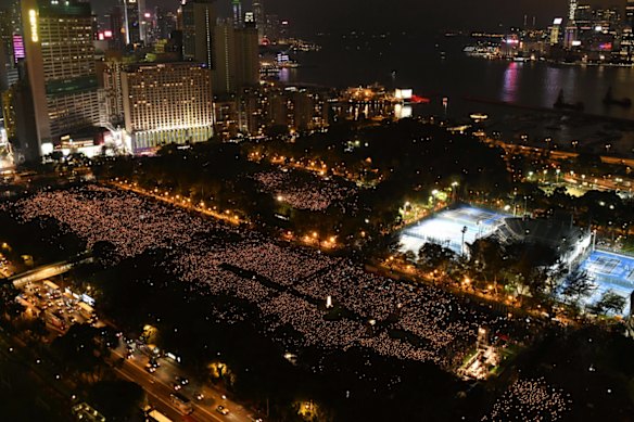 More than 100,000 people attended the last large-scale vigil at Victoria Park in 2019.