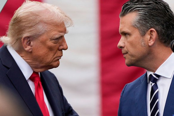 Donald Trump and Hegseth, whose at the Pentagon has been marked by chaos as he pushed out several top black and female leaders and derided “fat troops”.