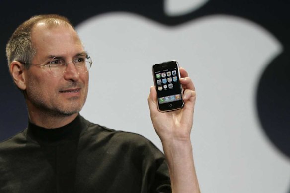 Game changer: Steve Jobs as he introduced the first iPhone on January 9, 2007.
