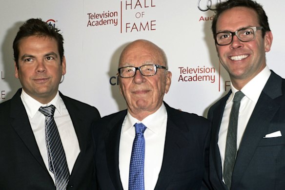 James Murdoch (right) has bought the New York magazine, previously owned by his father Rupert Murdoch (centre).