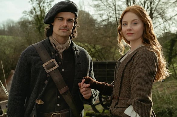 Brian Fraser (Jamie Roy) and Ellen MacKenzie (Harriet Slater) in Outlander prequel Blood of my Blood.