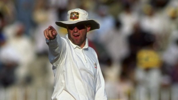 Mark Taylor adjusts his field during the tour of Pakistan in 1994, his first as captain.