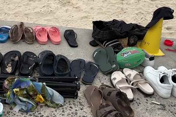Some of the items discarded as beachgoers fled for their lives.