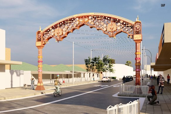The rejected traditional design option for the Little India welcome gate.