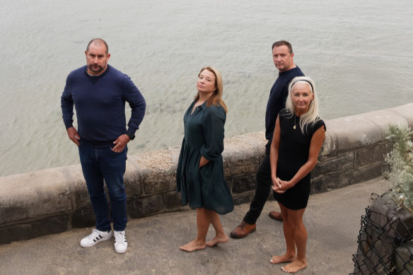 From left: Grieving parents Mark Jones, Samantha Morton, Shaun Bowles and Michelle Jones.