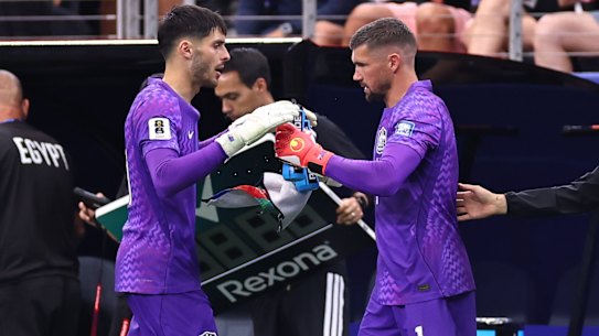 Mathew Ryan of Australia comes on to replace Patrick Beach late in extra time.