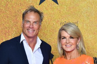 David Panton et Julie Bishop lors de la première australienne de Hamilton au Lyric Theatre de Sydney samedi soir.