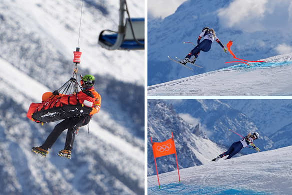 Lindsey Vonn crashes out in the women’s downhill.