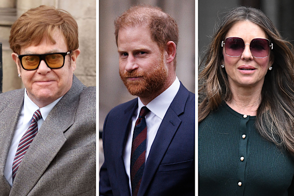 Elton John, Prince Harry and Elizabeth Hurley accused The Daily Mail of using illegal ploys such as phone hacking to get its news.