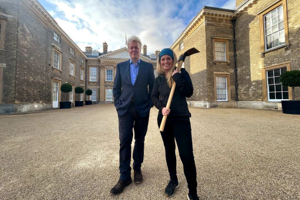 Earl Spencer and archaeologist Cat Jarman on his Althorp estate.