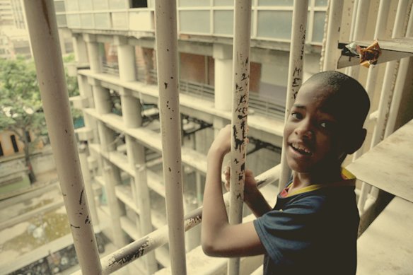 A child in the Tower of David in Caracas before residents were moved on to new housing. 