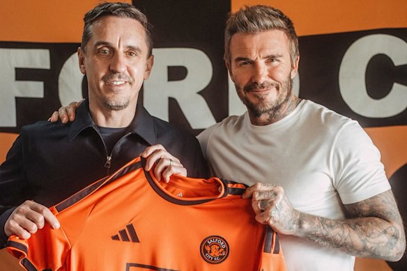 Salford City co-owners Gary Neville and David Beckham.