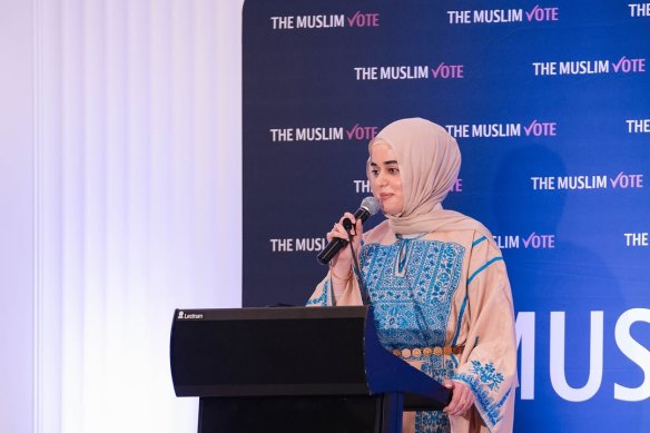 Assala Sayara at the launch of The Muslim Vote in November.
