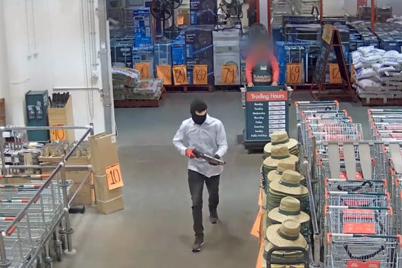 A still of a gunman from Bunnings security footage.