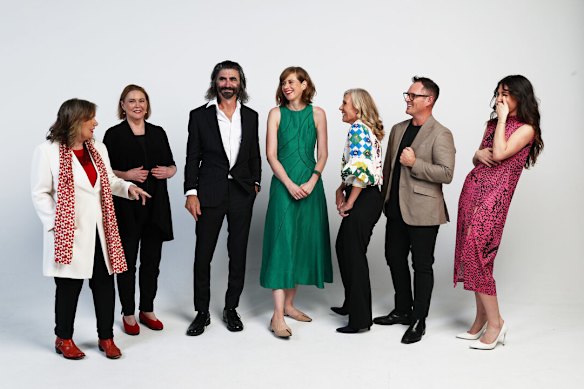 The Australian’s new Culture team, launched in October (from left): Rosemary Neill, Jill Rowbotham, Stephen Romei, Milanda Rout, Caroline Overington, Tim Douglas and Bianca Farmakis. 