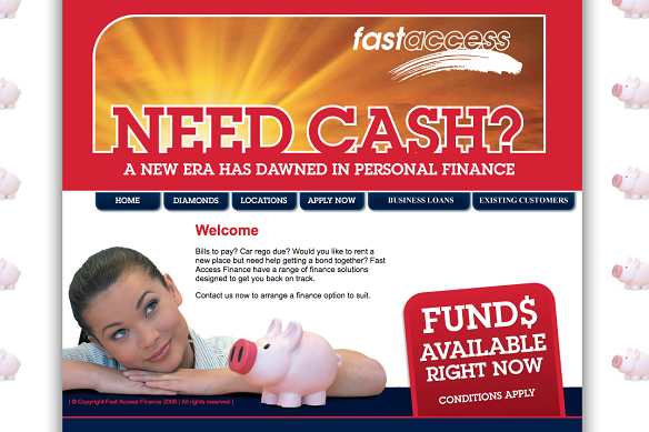 A screenshot of Fast Access Finance's website from 2012. It has since been removed.