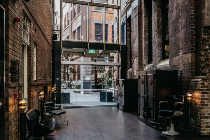 A photo of the foyer of the Old Clare Hotel.