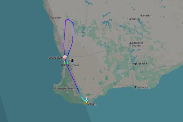 The Virgin flight’s path.