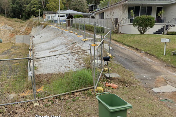 A Gosford driveway that collapsed next door to a development built by Nutek. 