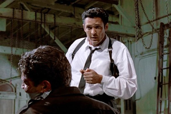 Michael Madsen as Mr Blonde in the Quentin Tarantino film Reservoir Dogs.
