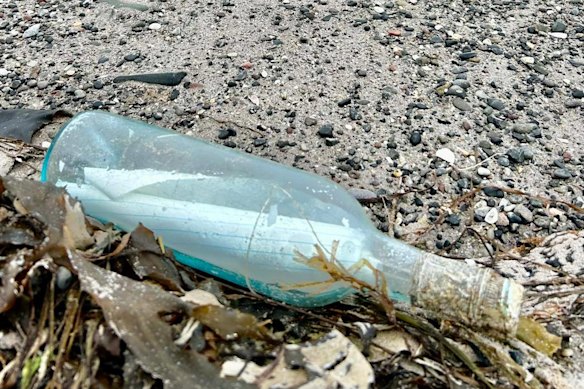 The bottle with the note flung into the sea 13 years ago from Canada’s Bell Island.