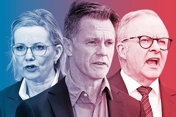 Personal approval ratings for  Opposition Leader Sussan Ley and Prime Minister Anthony Albanese (right) fell, but support rose for NSW Premier Chris Minns. 