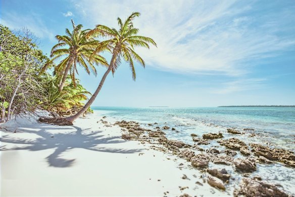 A beach on the Cocos Keeling Islands, a territory of Australia.  