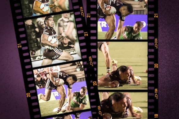 Tolu Koula was in everything late in the game against Canberra.