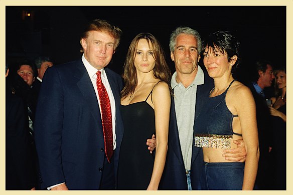 Trump and his future wife Melania with Jeffrey Epstein and Ghislaine Maxwell at Trump’s Mar-a-Lago club in Palm Beach, Florida in 2000.