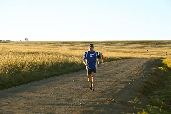 Suzy Izzard running in South Africa in tribute to Nelson Mandela in 2016.