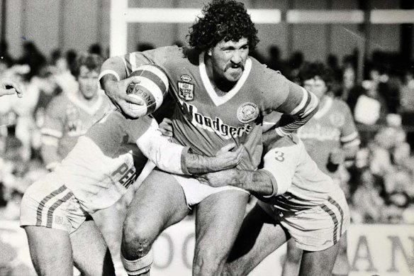 Sam Backo in action for the Raiders in 1984.