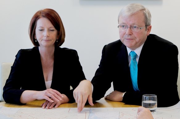 Julia Gillard and Kevin Rudd in 2010.