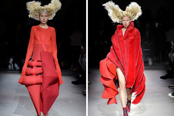 Two looks from Comme des Garçons’ Blood and Roses collection, spring-summer 2015. 