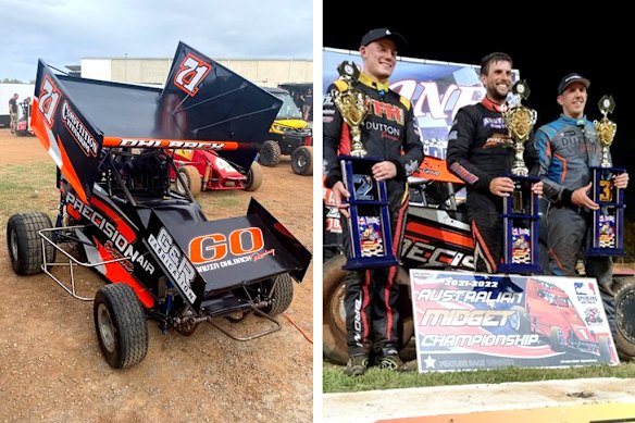 HVAC association director Gavin Ohlback’s midget (speedcar) car racing team. 